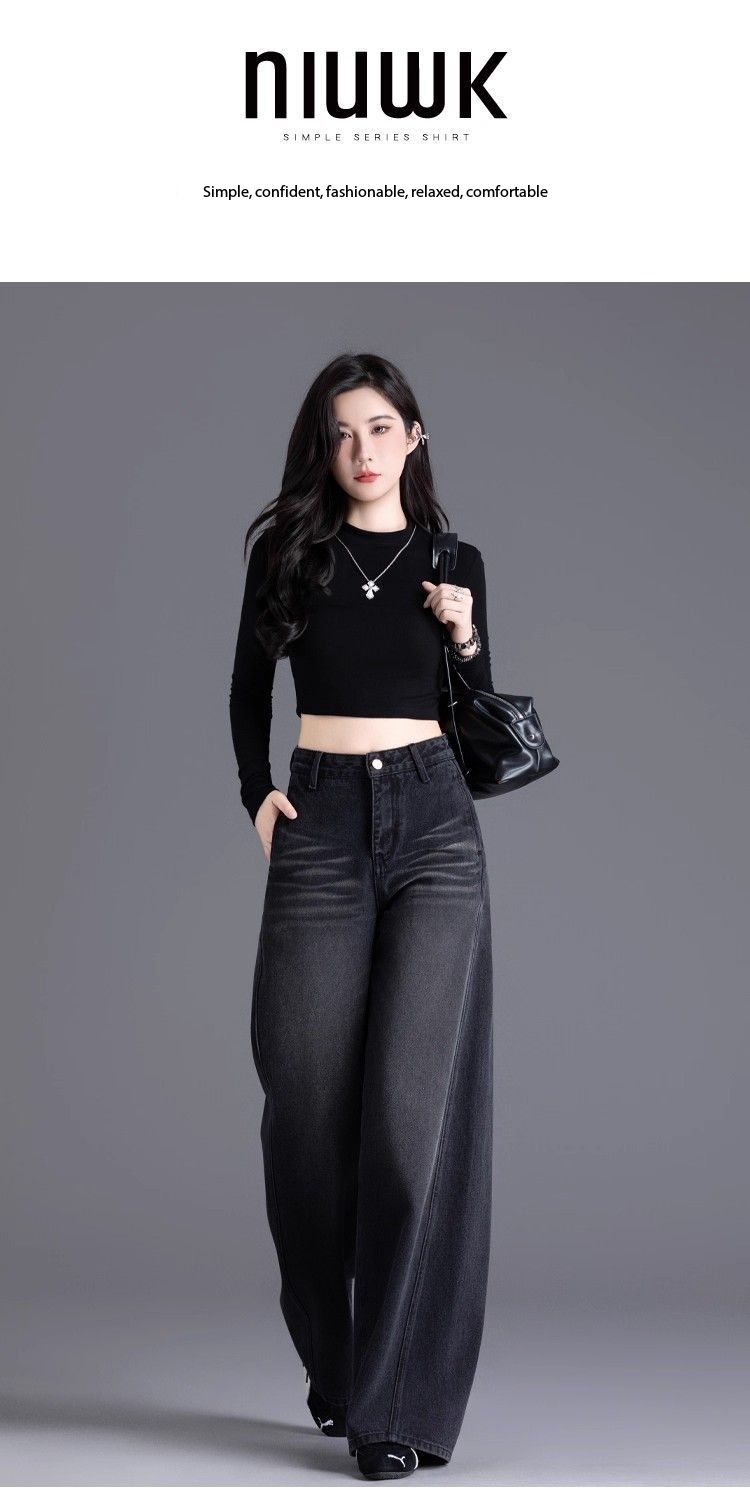 Women's jean, Wide-Leg High-Waisted Straight Super Stylish jean N7465-Demo 01