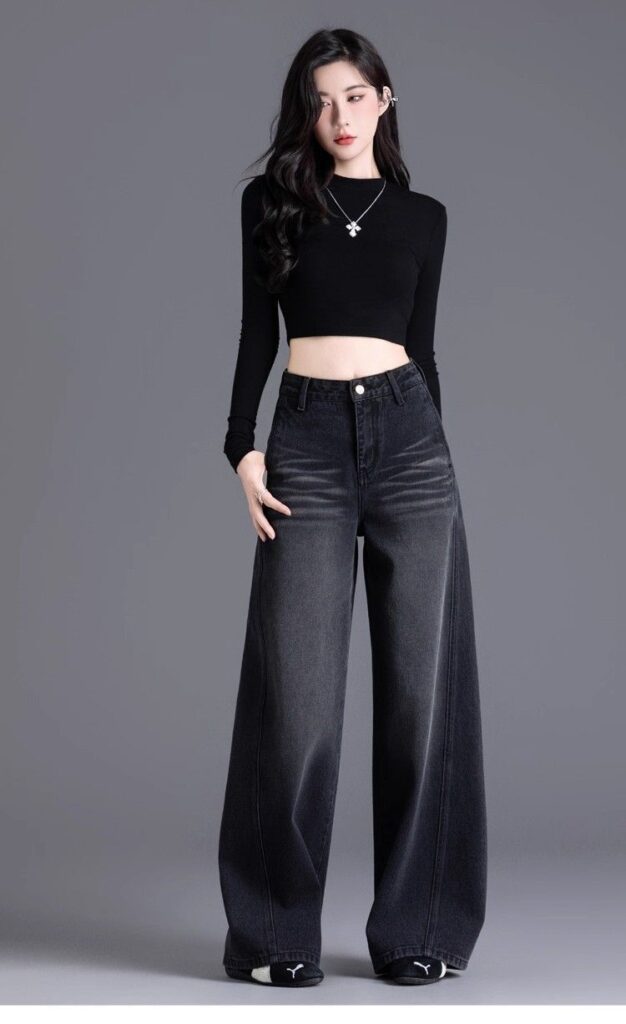 Women's jean, Wide-Leg High-Waisted Straight Super Stylish jean N7465-Demo 012