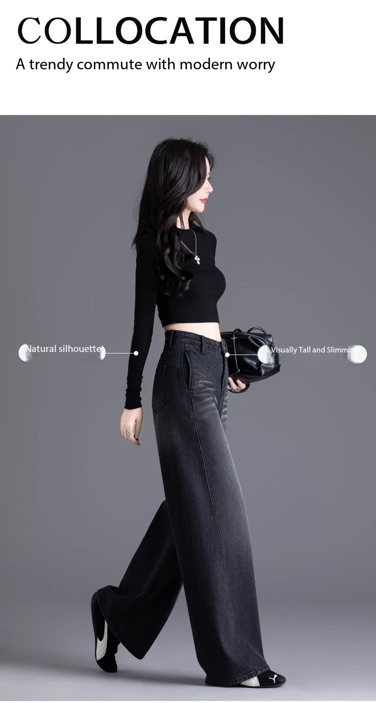 Women's jean, Wide-Leg High-Waisted Straight Super Stylish jean N7465-Demo 04