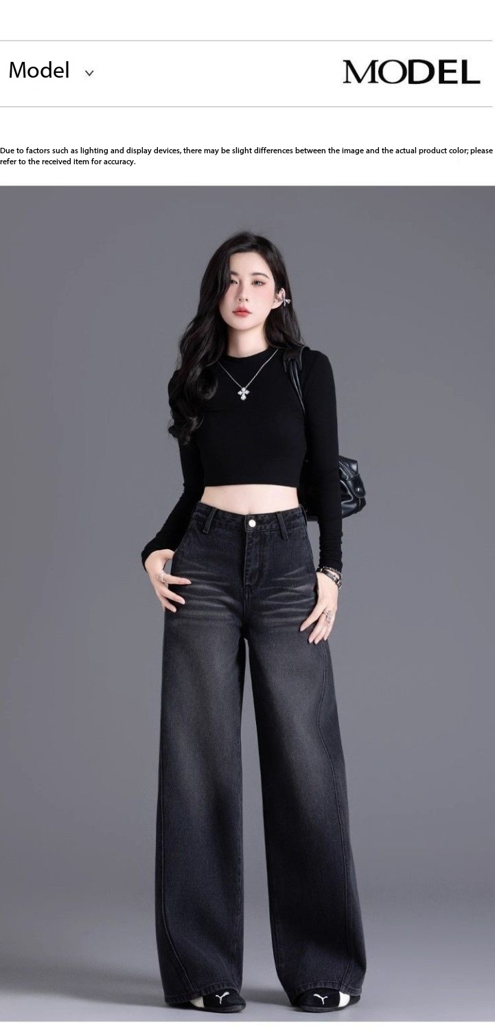 Women's jean, Wide-Leg High-Waisted Straight Super Stylish jean N7465-Demo 07