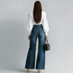 Double-zipper wide-leg women's jeans, women's denim BM0814-01