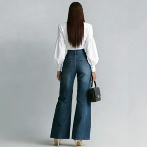 Double-zipper wide-leg women's jeans, women's denim BM0814-01