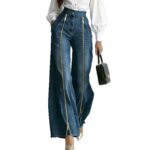 Double-zipper wide-leg women's jeans, women's denim BM0814-02