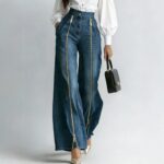 Double-zipper wide-leg women's jeans, women's denim BM0814-03