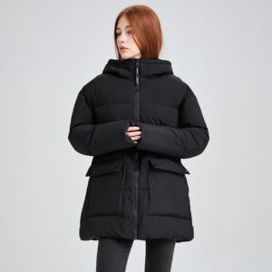 Hooded Women's coat, Mid-Length Outwear Winter Dpk10-001