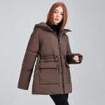Hooded Women's coat, Mid-Length Outwear Winter Dpk10-004