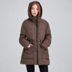 Hooded Women's coat, Mid-Length Outwear Winter Dpk10-005