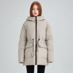 Hooded Women's coat, Mid-Length Outwear Winter Dpk10-006