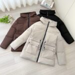 Hooded Women's coat, Mid-Length Outwear Winter Dpk10-007