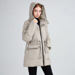 Hooded Women's coat, Mid-Length Outwear Winter Dpk10