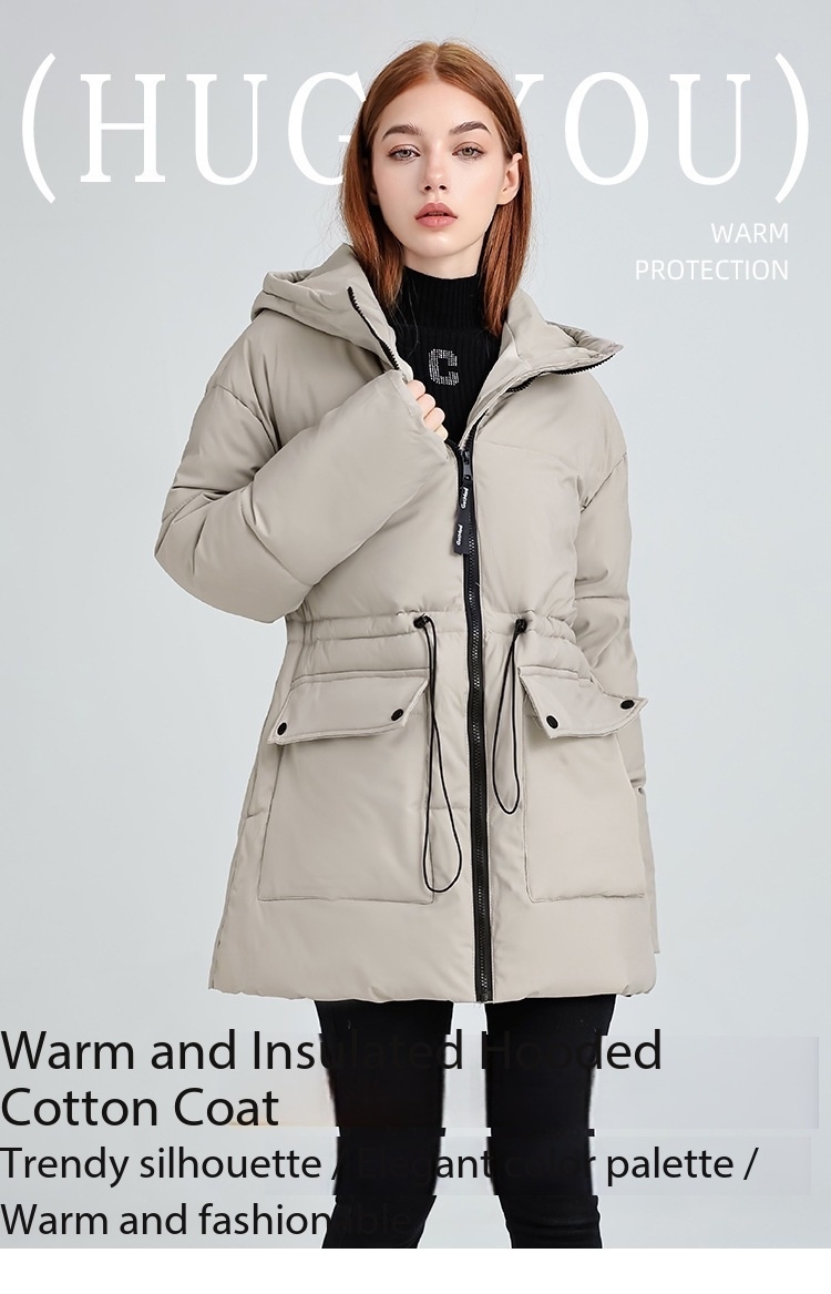 Hooded Women's coat, Mid-Length Outwear Winter Dpk10 Demo 001