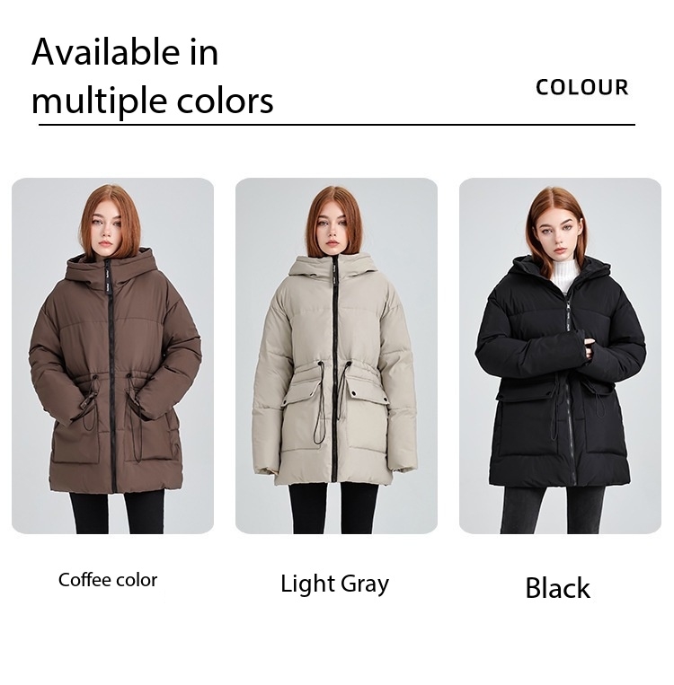 Hooded Women's coat, Mid-Length Outwear Winter Dpk10 Demo 0010
