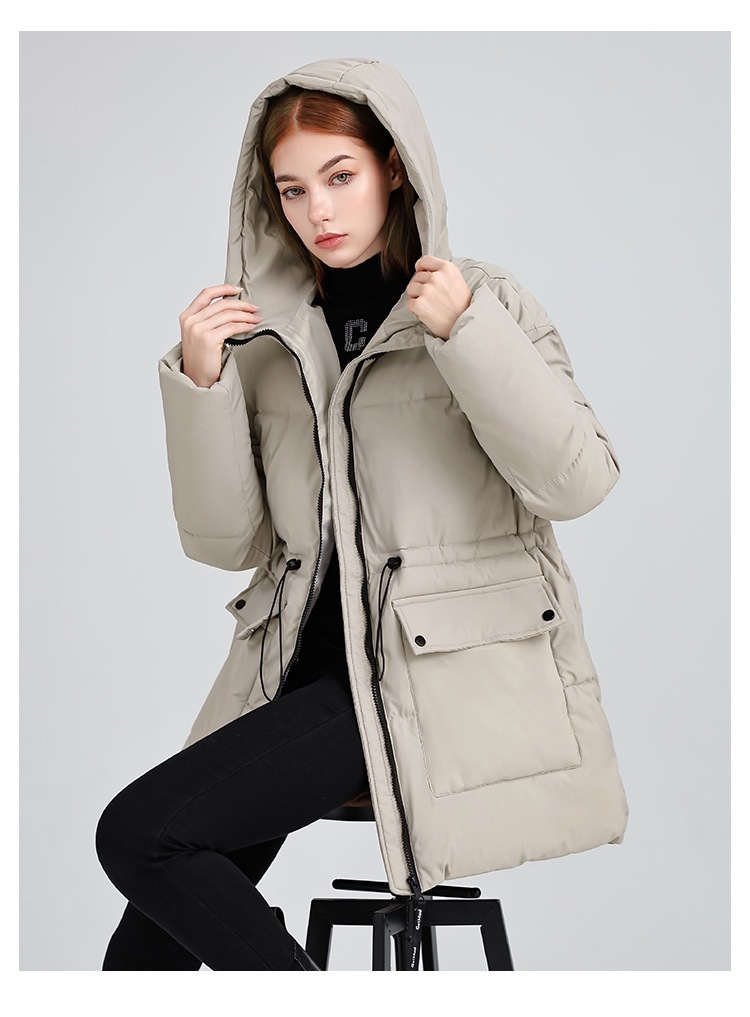 Hooded Women's coat, Mid-Length Outwear Winter Dpk10 Demo 0015