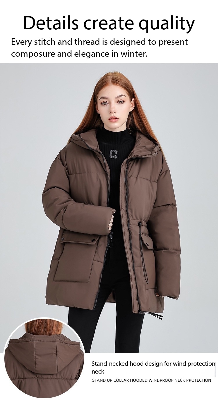 Hooded Women's coat, Mid-Length Outwear Winter Dpk10 Demo 005