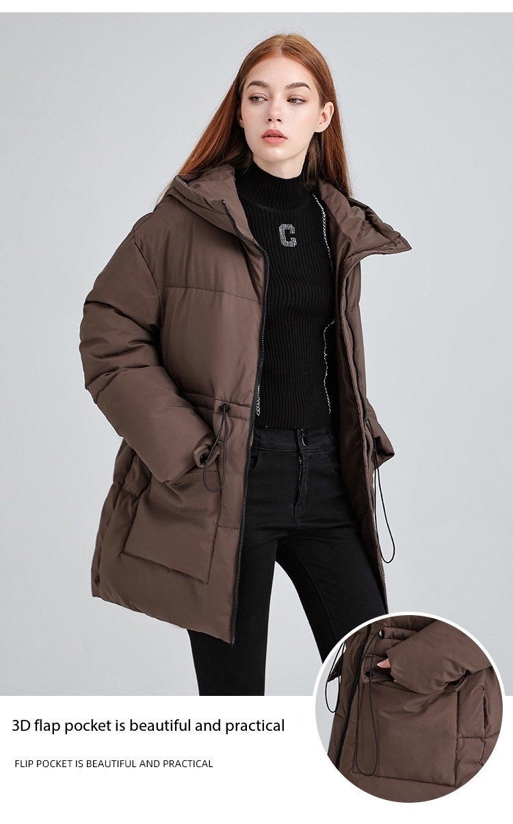 Hooded Women's coat, Mid-Length Outwear Winter Dpk10 Demo 006