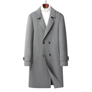 Men's Cashmere Coat, Double-Sided, Woolen Coat 9105 Gray