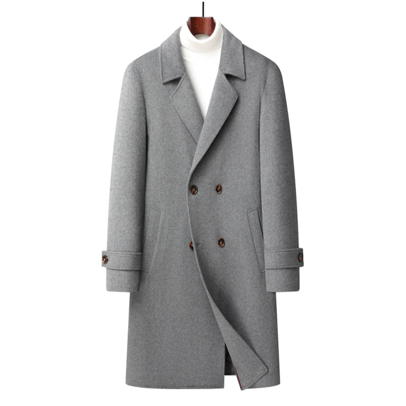 Men's Cashmere Coat, Double-Sided, Woolen Coat 9105 Gray