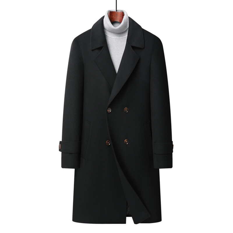 Men's Cashmere Coat, Double-Sided, Woolen Coat 9105 black