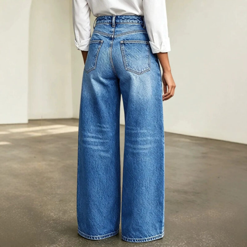 Waisted Wide-Leg Buttoned Street Style women's jean 6812 #-01