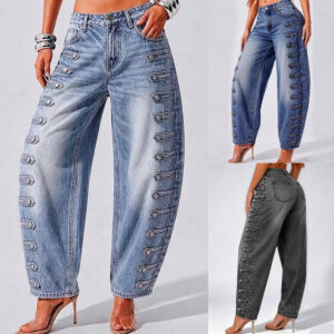Women's denim, high-waisted loose, slimming jeans 6818 #