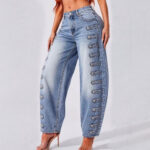 Women's denim, high-waisted loose, slimming jeans 6818 #-6