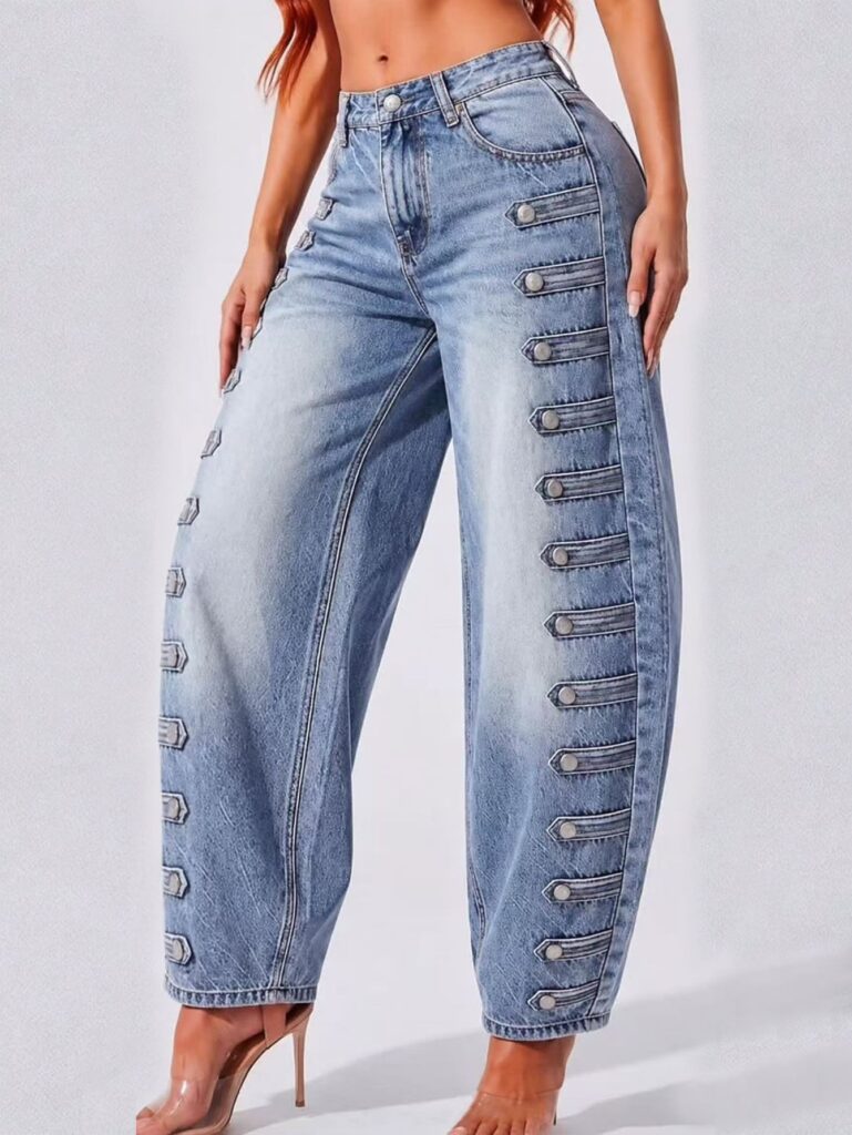 Women's denim, high-waisted loose, slimming jeans 6818 # Demo 04