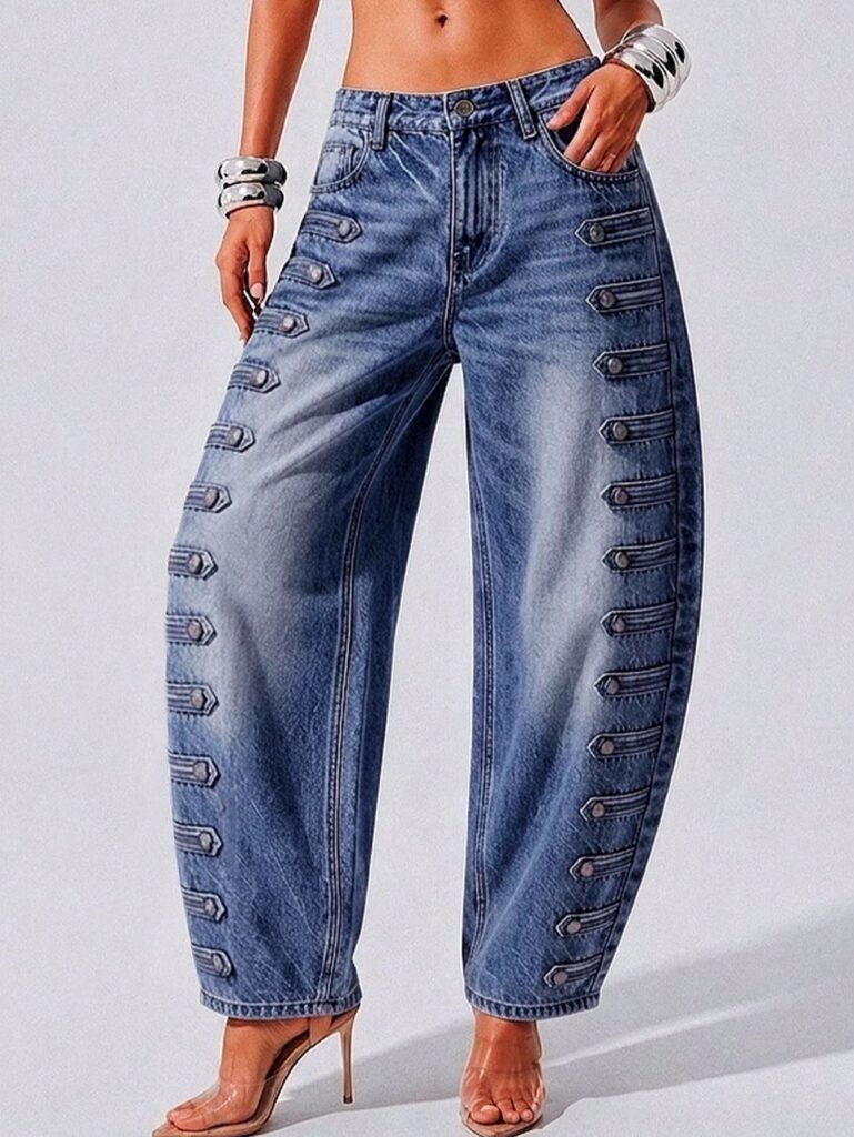 Women's denim, high-waisted loose, slimming jeans 6818 # Demo 05