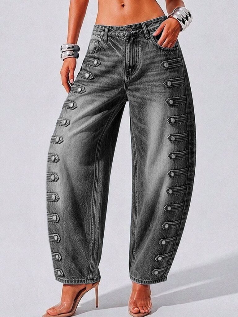 Women's denim, high-waisted loose, slimming jeans 6818 # Demo 08