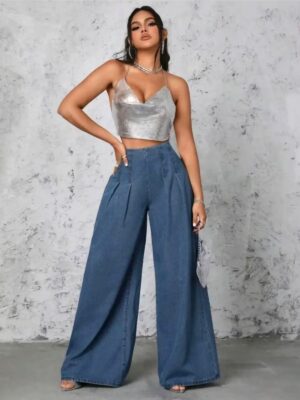 Women's denim trousers, High-waisted wide-leg jean 2610 #