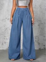 Women's denim trousers, High-waisted wide-leg jean 2610 #-01