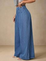 Women's denim trousers, High-waisted wide-leg jean 2610 #-02