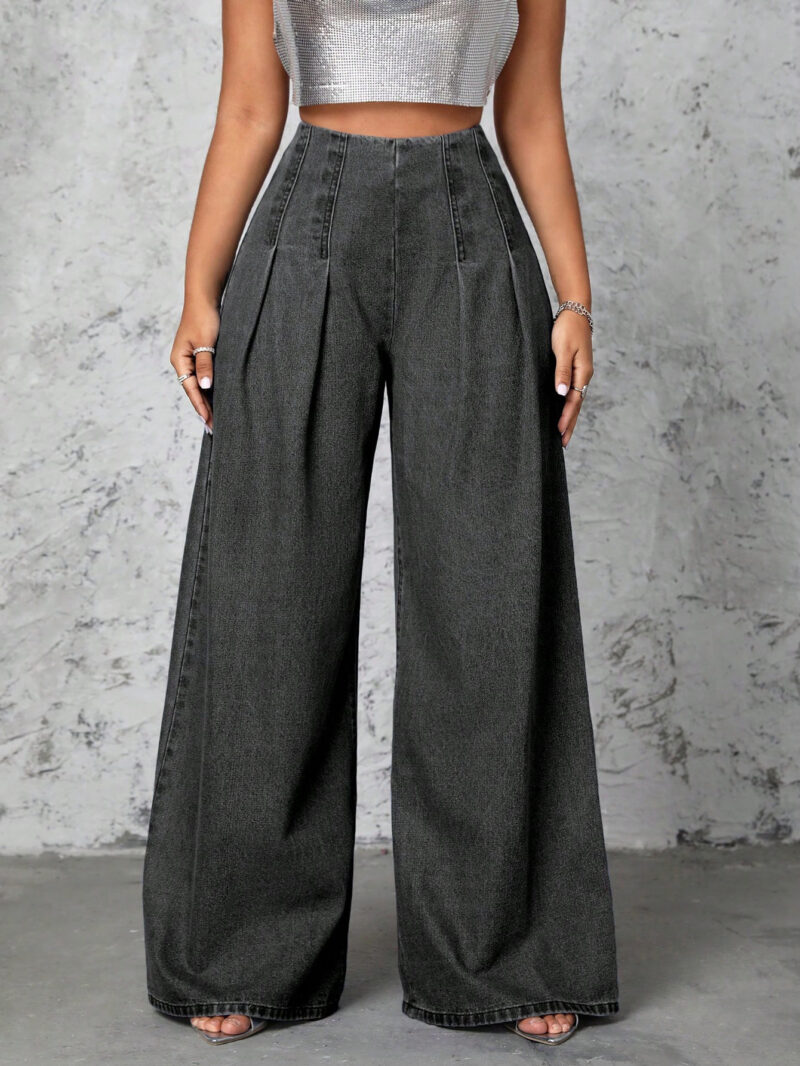 Women's denim trousers, High-waisted wide-leg jean 2610 #-03