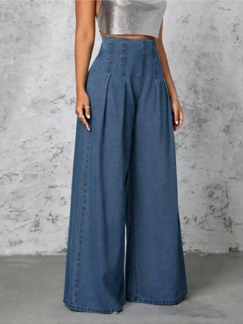 Women's denim trousers, High-waisted wide-leg jean 2610 #-04